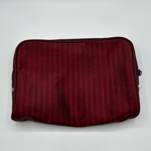 Red Striped Nylon Makeup Bag Travel Cosmetic Case Organizer‎ Accessory Pouch